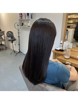 アンクル(ancre) 艶髪ストレート×セミロング×アッシュブラウン×髪質改善