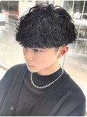 波巻きスパイラルパーママッシュショート無造作パーマ刈り上げ