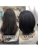 「ショートにしてもパサつかせたくない」→艶々ミディで若々しく