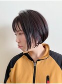 大人可愛い黒髪☆前下がりショートボブ丸みショート