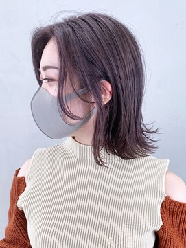 アルバム 銀座(ALBUM GINZA) ラベンダーグレージュ外ハネボブ_フェザーバング_ba323631