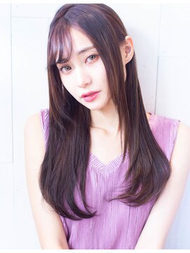 ルーヴル 西宮北口(Louvre) ピンクベージュ・シースルー前髪バング・レイヤーロング