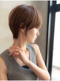 大人かわいい似合わせカットショートヘアシースルーバング小顔