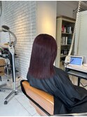 イメチェン似合わせフルバングカットレッドブラウンヘアー池袋