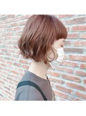 20代30代40代くせ毛風ボブパーマ丸みショート小顔カット抜け感