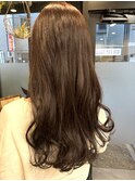 ロングショートワンカールパーマカーキグレージュ前髪錦糸町