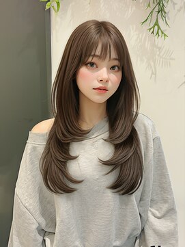 ビューシンサイバシ(VIEW SHINSAIBASHI) ミディアムレイヤーカット前髪イメチェンベージュ20代30代