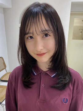 小顔/オリーブグレー/ココアベージュ/黒髪/レイヤー