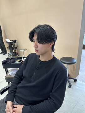 メンズセンターパート/センターパートウルフ/メンズウルフ