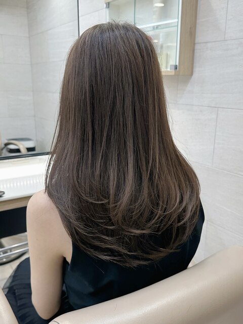 韓国ヘアレイヤーカットロングブリーチなしブラウンカラー