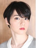 黒髪小顔美髪シアーカラーカールショートセミディ姫カット