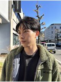 センターパート”メンズヘア”コンマバング”韓国ヘア