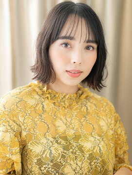 カバーヘア 上尾西口店(COVER HAIR) シースルーバング黒髪アッシュ抜け感外ハネボブY上尾30代40代