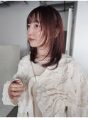 ボルドーカラー/ブリーチなし/ダブルカラー/顔まわりレイヤー