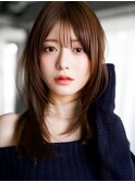 ☆レイヤーカット毛先ワンカールくせ毛風カール薄めバングデジパ