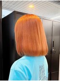 オレンジカラー/ブリーチ/ハイトーンカラー/ミディアムボブ