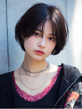 ロッソ 大橋店(Rosso) センター分けのツヤ感ショートボブ【大橋】