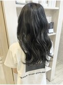 福山市美容室Caary くすみブルー ダークグレージュ