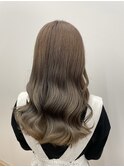 ブリーチ/シルキーベージュ/グレーベージュ/ウェーブパーマ