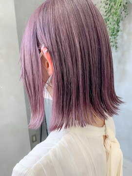 テトヘアー(teto hair) 外ハネボブ、ラベンダーカラー、パープル、ブリーチカラー