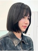ボブミルクティーベージュブリーチダブルカラー堀江