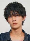 原宿シャドウパーマメンズカットメンズヘアラウンドマッシュ20代