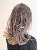 バレイヤージュグレージュハイライトダブルカラーケアブリーチ