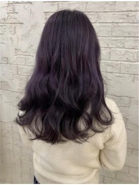 プライズ 錦糸町北口店(prize) バイオレットパープルカラー無造作カール斜めバング錦糸町北口