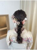編みおろし ドライフラワー 袴ヘア 卒業式ヘア 結婚式ヘア