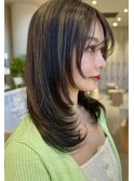 切りっぱなしボブ エアリーロング 美髪 ピンクブラウン