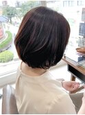 大人のショートボブ/オリーブベージュ/透明感/ミセスヘア/ボブ
