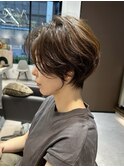 小顔ショートボブハイライトカラー大人ショートカット白髪ぼかし