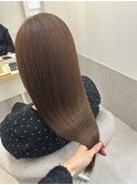 大人女性◆艶レイヤー前髪ピンクベージュ 髪質改善 縮毛矯正