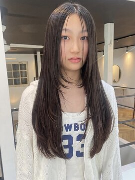 小顔/オリーブグレー/ココアベージュ/黒髪/レイヤー