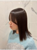 秋冬スタイル オリーブグレージュ×ミディアムヘア