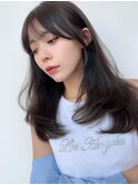 大人可愛い韓国ヘア くびれヘア ミディアム レイヤー#
