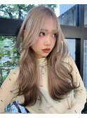 裾カラー　×　グレーベージュ