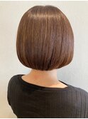 大人かわいいショートボブ 丸みボブ 髪質改善ケアカラー