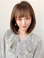 ★小顔ワンカールレイヤーカットデジタルパーマチェリーブラウン