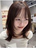 レイヤーカット/ミディアムレイヤー/マロンベージュ
