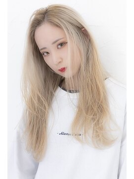 アジールヘア 東上野店(agir hair) ハイトーングレージュダブルカラーグレージュかきあげ