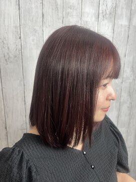 ビューティドレッセヤマノ 池袋パルコ(Beauty Dresse YAMANO) 【ボブ】濃いめピンクのぱっつんストレートボブ