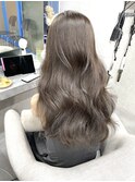 髪質改善カラー　グレージュ　韓国風　酸性ストレート