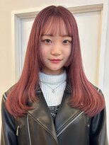 パーク 福岡天神西通り店(parc)&nbsp;顔周りカット　アッシュピンク　レイヤーカット　艶感　ロング