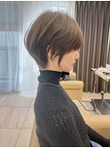 前髪あり耳掛け丸みくびれショートボブ20代30代40代50代（蘭）