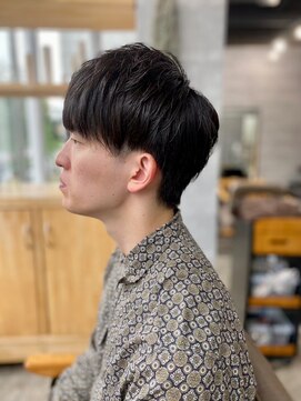 メンズカット バイ ソイクフ(メンズカット by SOY-KUFU) MEN'S HAIRマッシュパーマアッシュブラックベリーショート