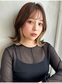 [Legit] インナーカラー☆くびれ外はねミディアム 小顔前髪
