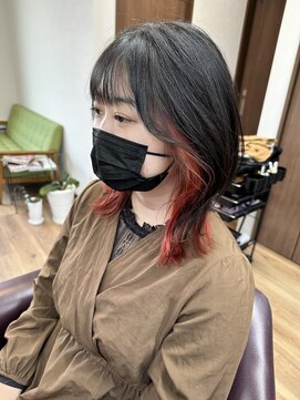 EM美容室 10代～40代 くびれ鎖骨ミディ×インナーカラー