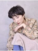 小顔ショートワンカールパーマ/地毛風カラー外国人風赤味消し