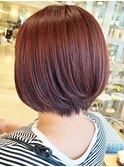 秋色ピンクショートボブ◎20代30代小顔丸みカット暖色